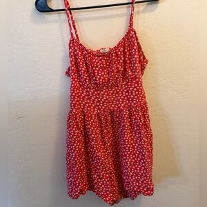 Hollister Red Floral Mini Dress Romper Size M Summer Boho